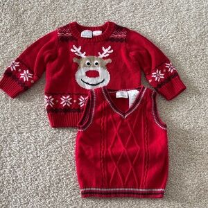 Koala Kids Red Reindeer Sweater and FAO Vest 
Size 12 mos.